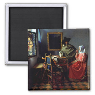 Johannes Vermeer - The Glass of Wine Magnet
