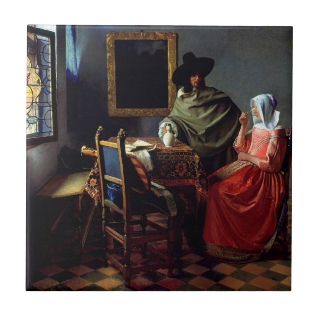 Johannes Vermeer - The Glass of Wine Tile (Front)