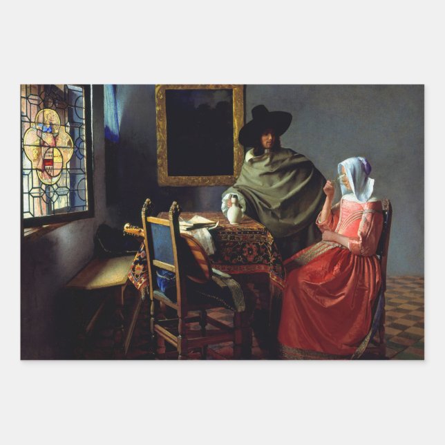 Johannes Vermeer - The Glass of Wine Wrapping Paper Sheet (Front)