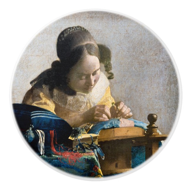 Johannes Vermeer - The Lacemaker Ceramic Knob (Front)