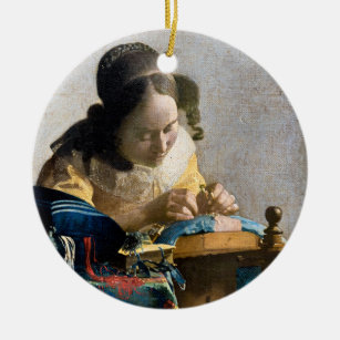 Johannes Vermeer - The Lacemaker Ceramic Ornament