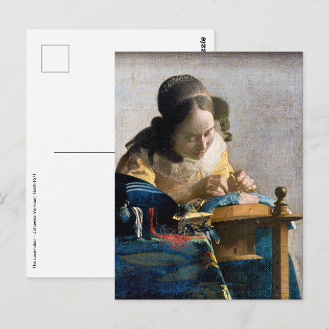 Johannes Vermeer - The Lacemaker Postcard (Front/Back)