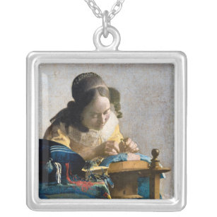 Johannes Vermeer - The Lacemaker Silver Plated Necklace