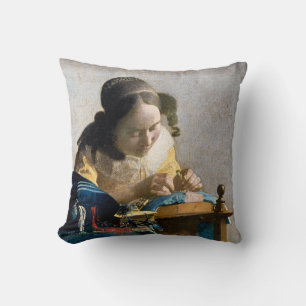 Johannes Vermeer - The Lacemaker Throw Pillow