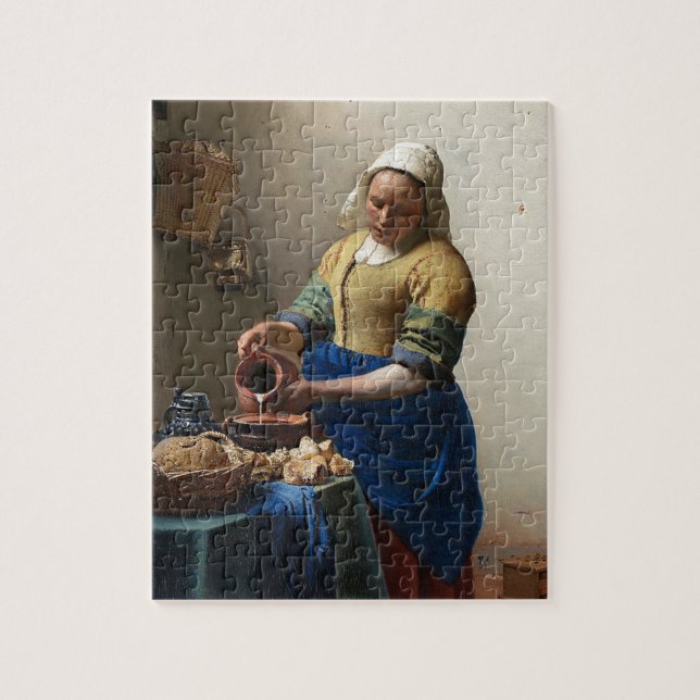 Johannes Vermeer - The Milkmaid Painting Jigsaw Puzzle (Vertical)