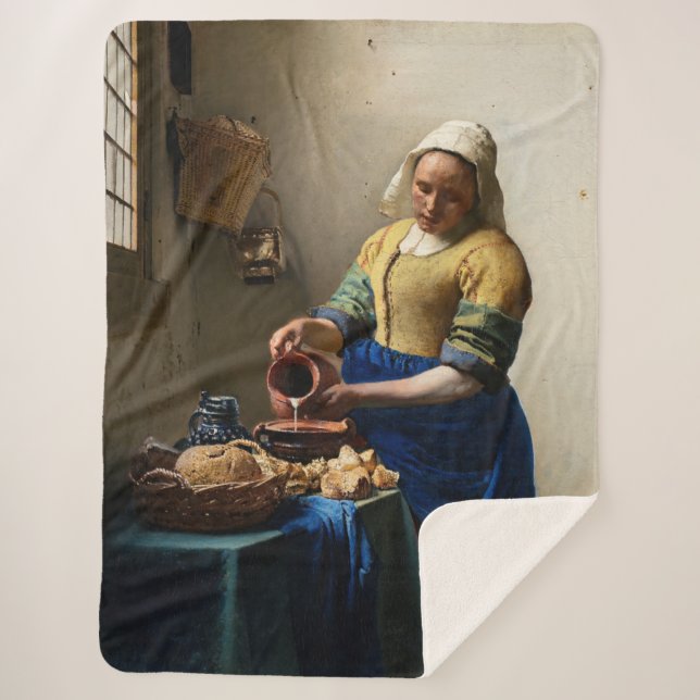 Johannes Vermeer - The Milkmaid Sherpa Blanket (Front)
