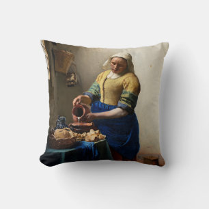 Johannes Vermeer - The Milkmaid Throw Pillow