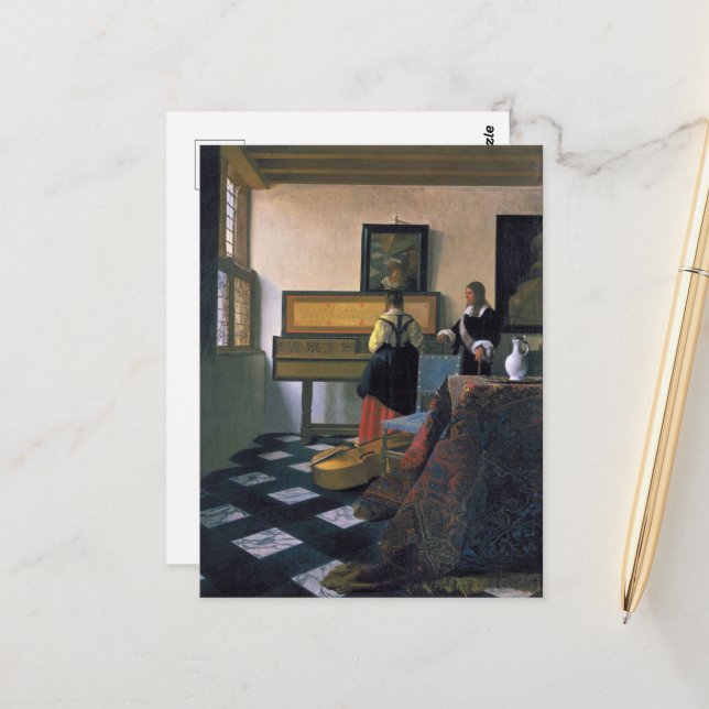 Johannes Vermeer, van Delft, The Music Lesson Postcard (Front/Back In Situ)