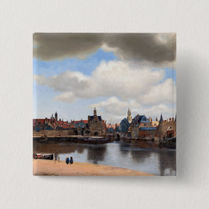 Johannes Vermeer - View of Delft 2 Inch Square Button
