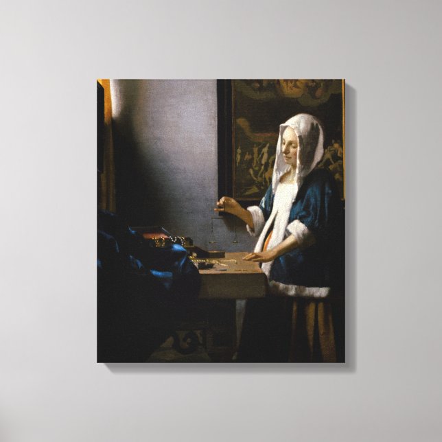Johannes Vermeer - Woman Holding a Balance Canvas Print (Front)