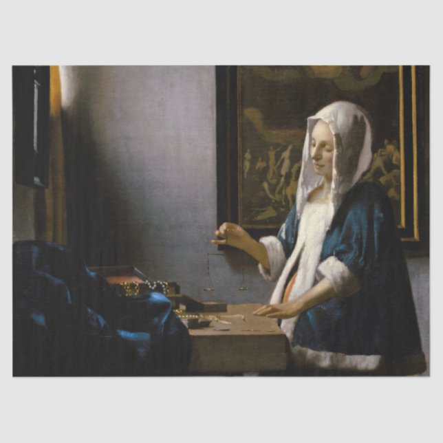 Johannes Vermeer - Woman Holding a Balance Tissue Paper (Front)