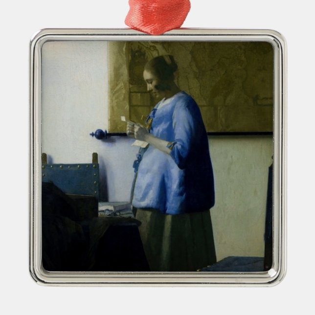 Johannes Vermeer - Woman in Blue Reading a Letter Metal Ornament (Front)