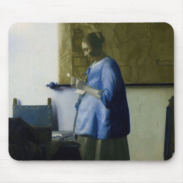 Johannes Vermeer - Woman in Blue Reading a Letter Mouse Pad (Front)