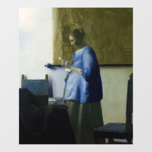 Johannes Vermeer - Woman in Blue Reading a Letter Window Cling