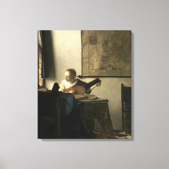 Johannes Vermeer Woman with a Lute Canvas Print (Front)
