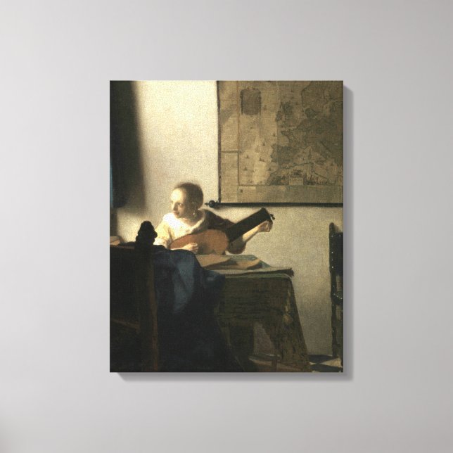 Johannes Vermeer Woman with a Lute Canvas Print (Front)