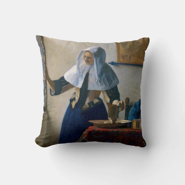 Johannes Vermeer - Woman with a Water Pitcher Throw Pillow (Front)