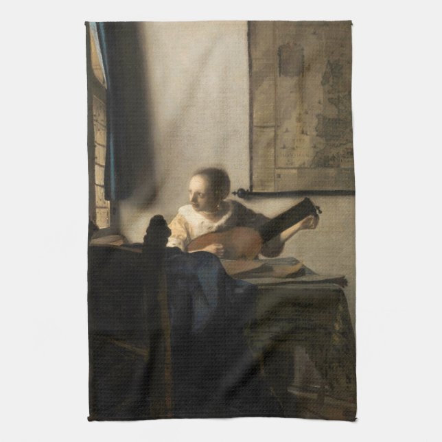 Johannes Vermeer - Young Woman with a Lute Kitchen Towel (Vertical)