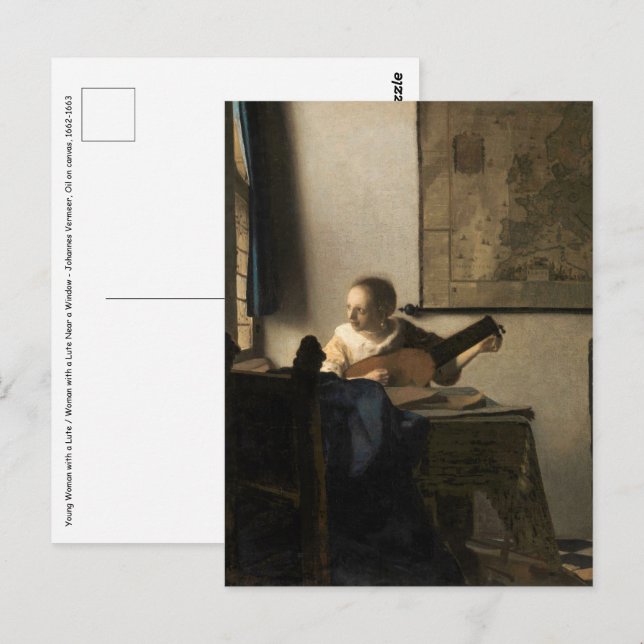 Johannes Vermeer - Young Woman with a Lute Postcard (Front/Back)