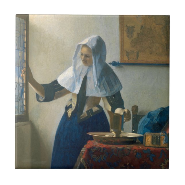 Johannes Vermeer Young Woman with a Water Pitcher Tile (Front)