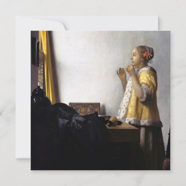 Johannes Vermeer - Young Woman with Pearl Necklace Invitation (Front)