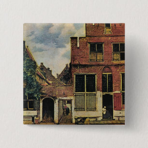Johannes Vermeer's Street in Delft (circa 1660) 2 Inch Square Button
