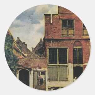 Johannes Vermeer's Street in Delft (circa 1660) Classic Round Sticker