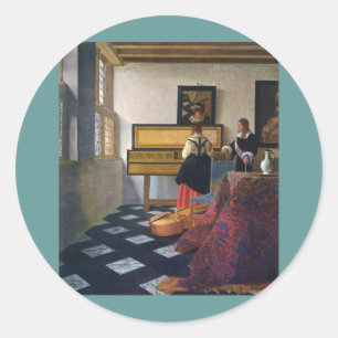 Johannes Vermeer's The Music Lesson (circa1663) Classic Round Sticker