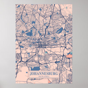 Johannesburg - South Africa Breezy City Map  Poster