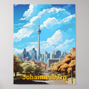 Johannesburg South Africa Vintage Travel Poster