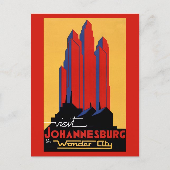 Johannesburg Vintage Travel Poster Restored Postcard (Front)