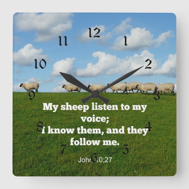 John 10:27 My sheep Square Wall Clock (Front)