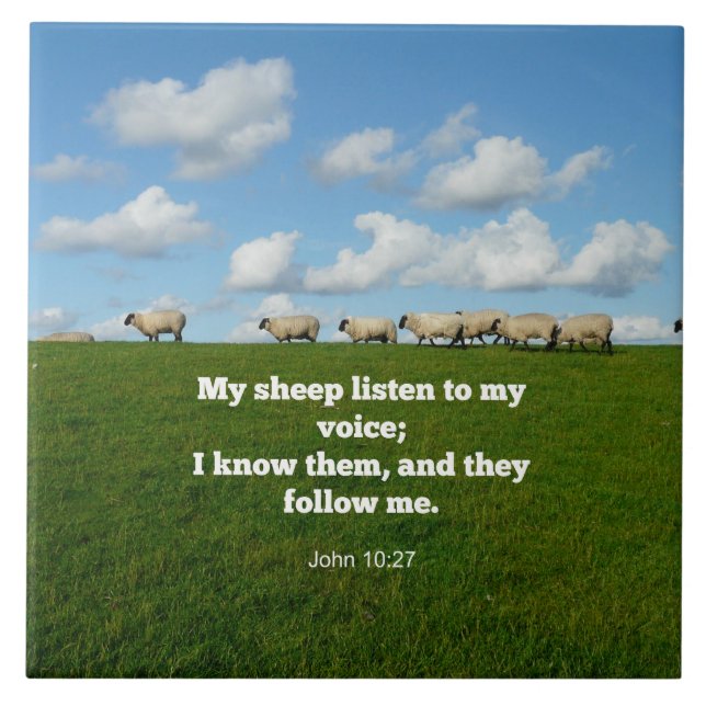 John 10:27, scripture verse, tile (Front)