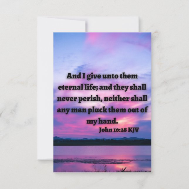 John 10:28 KJV Bible Verse Pic Flat Greeting Card (Front)