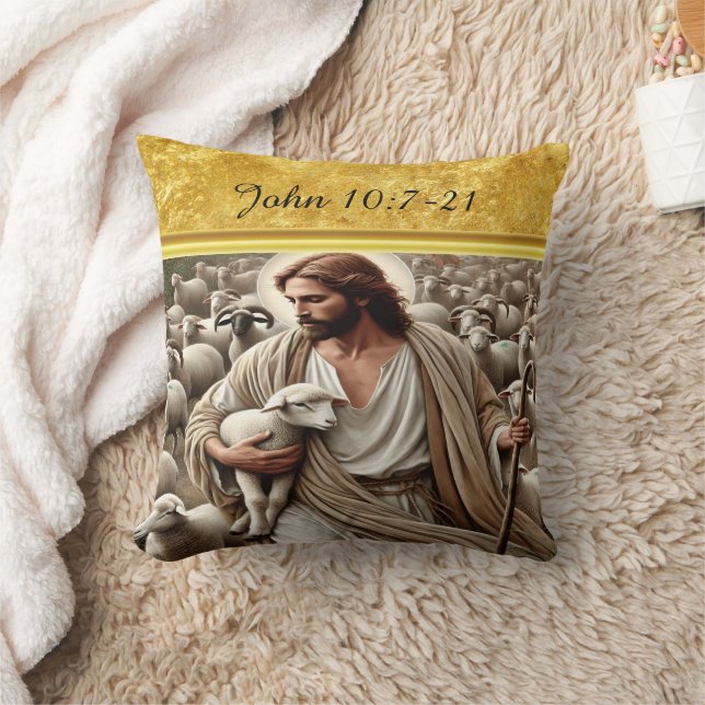 John 10:7 Shepherd Field Artwork Throw Pillow (Blanket)