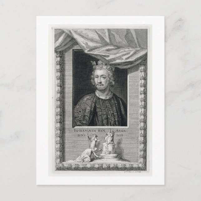 John (1167-1216) King of England from 1199, engrav Postcard (Front)