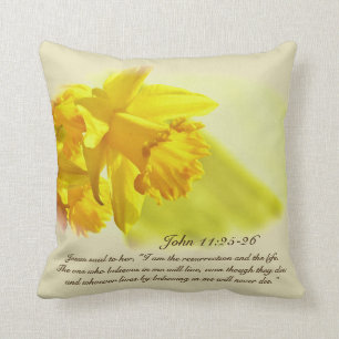 John 11:25 I am the resurrection and life, Easter Throw Pillow