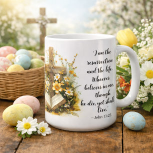 John 11:25 Resurrection Scripture Art  Coffee Mug