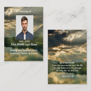 John 11: 25, Scripture Memorial Keepsake  Business Card