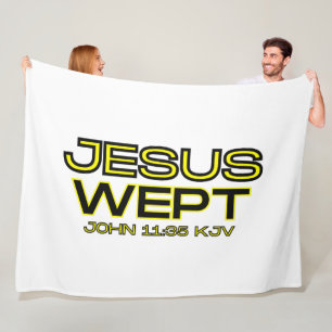 John 11:35 Bible Verse KJV Quote Fleece Blanket
