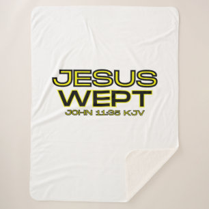 John 11:35 Bible Verse KJV Quote Sherpa Blanket