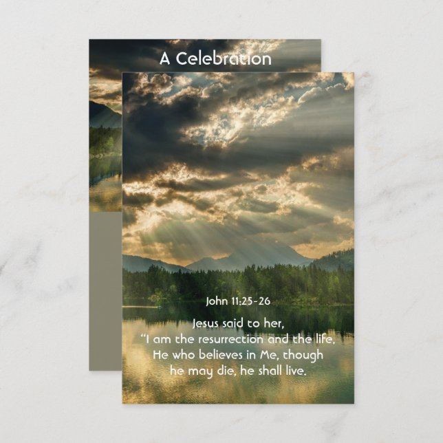 John 11 Scripture Celebration of Life Service Invitation (Front/Back)