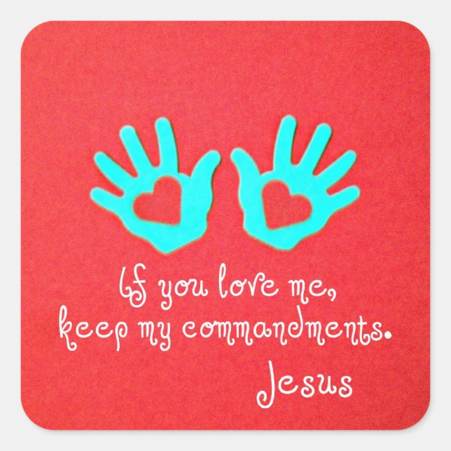 John 14:15 square sticker (Front)