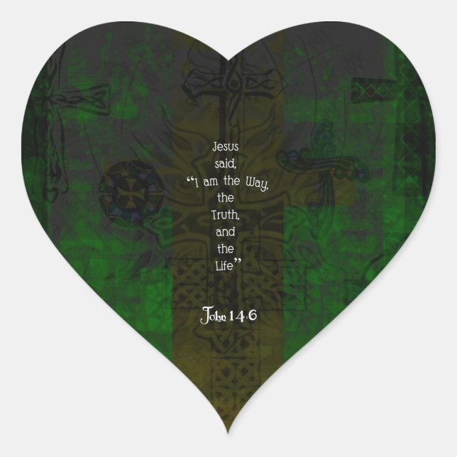 John 14:6 Bible Verse Inspirational Path Quote Heart Sticker (Front)