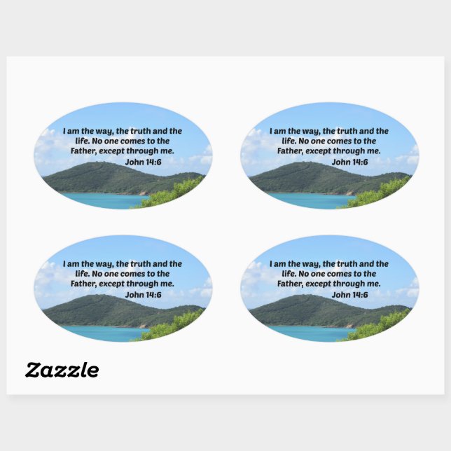 John 14:6 I am the way, the truth and the life.  Oval Sticker (Sheet)