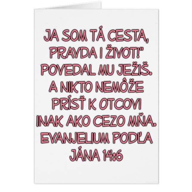 John 14:6 Slovaque (Devant)