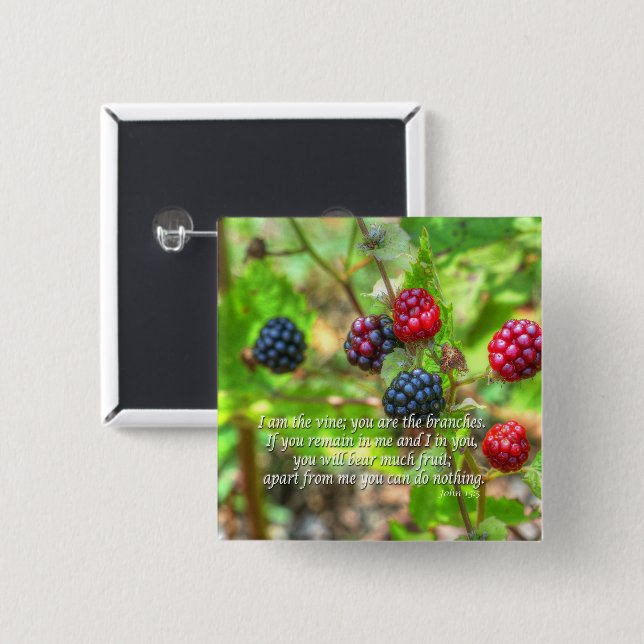 John 15:5 2 inch square button (Front & Back)