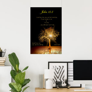 John 15:5 I am the vine. Golden Tree. Poster