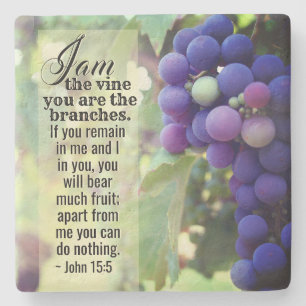John 15:5 I Am the Vine You are the Branches Bible Stone Coaster