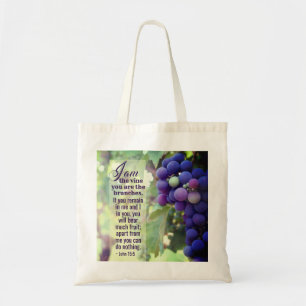 John 15:5 I Am the Vine You are the Branches Bible Tote Bag